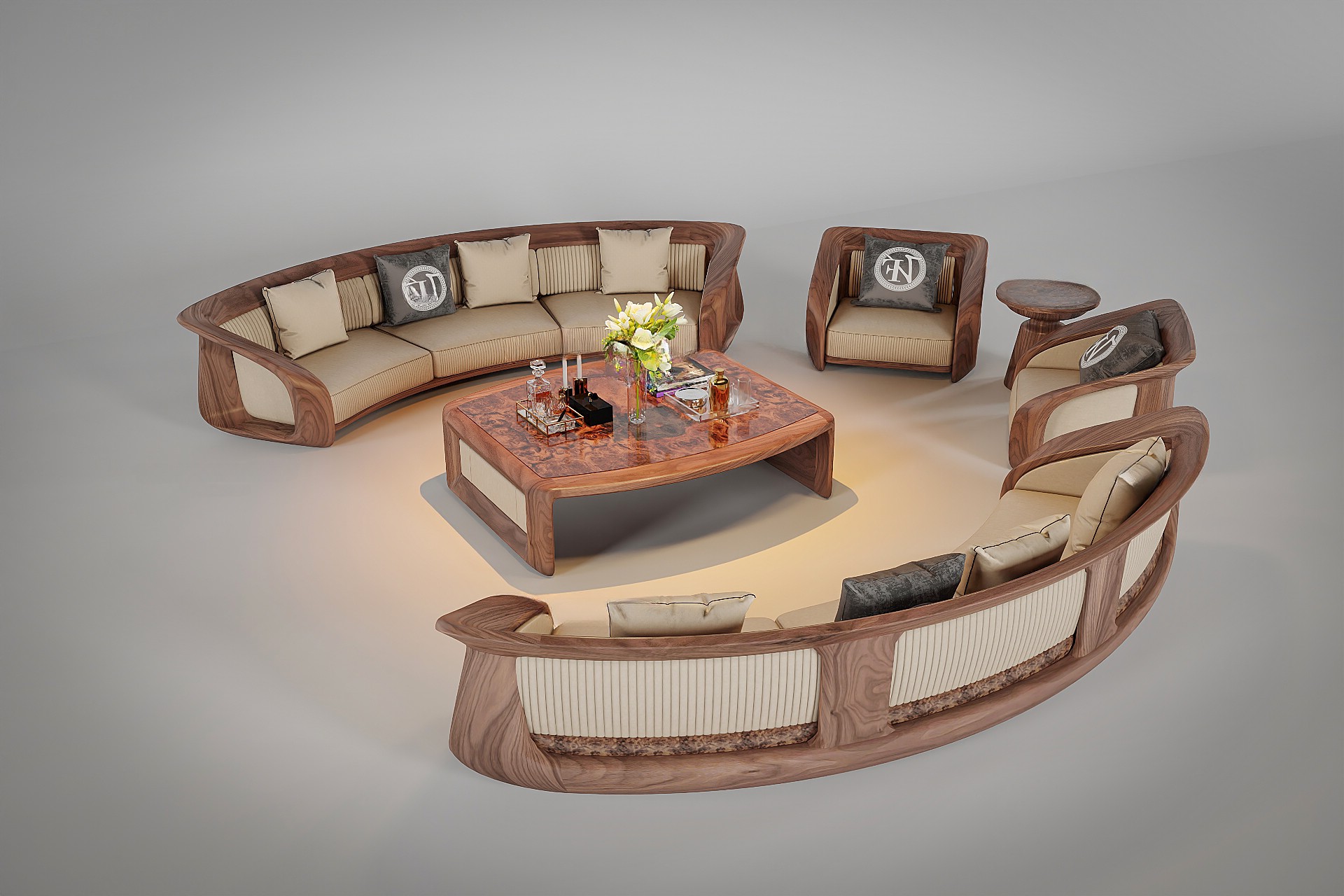 Bàn ghế gỗ phòng khách Modern Luxury