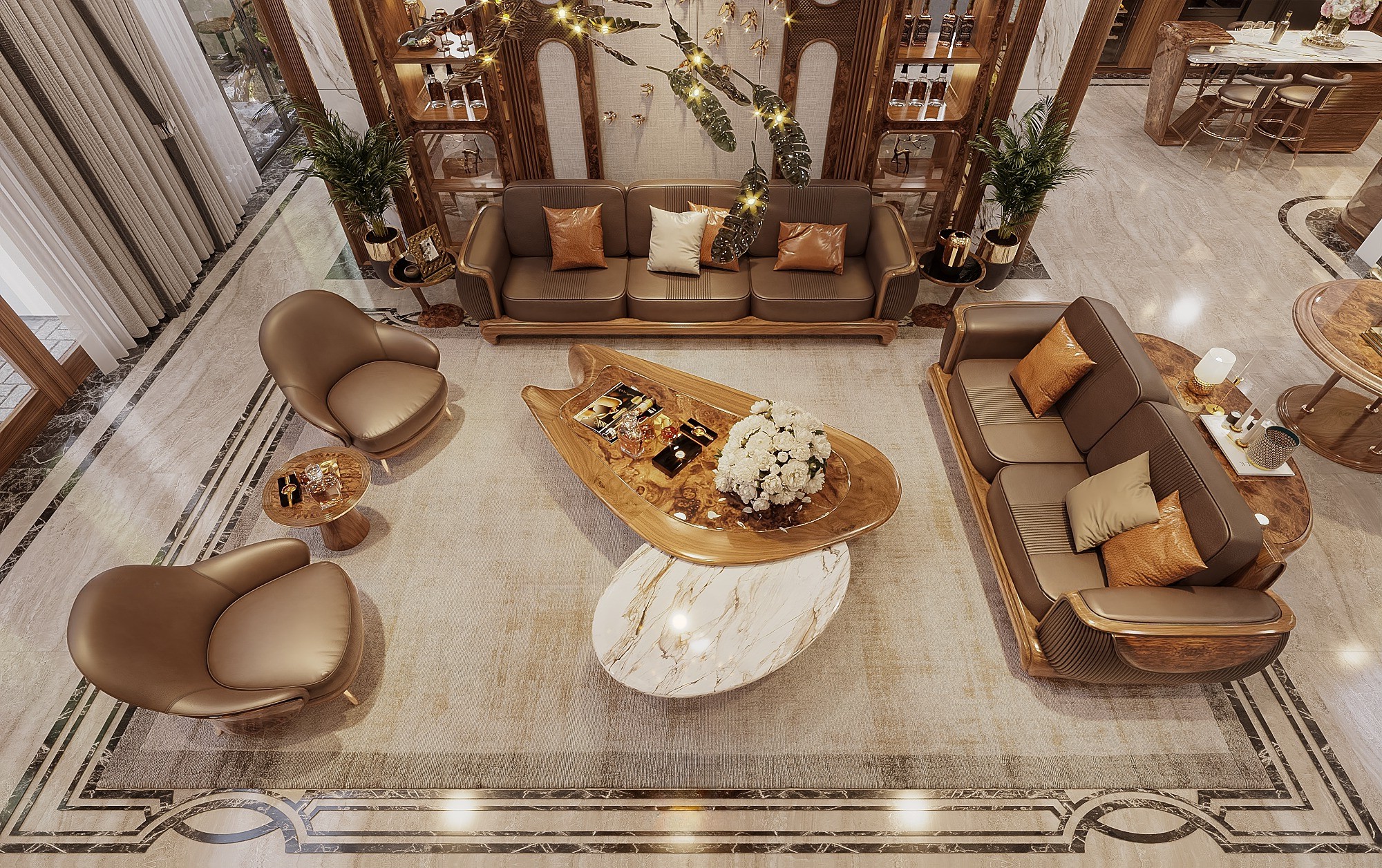 Bàn ghế óc chó cao cấp cho phòng khách hiện đại