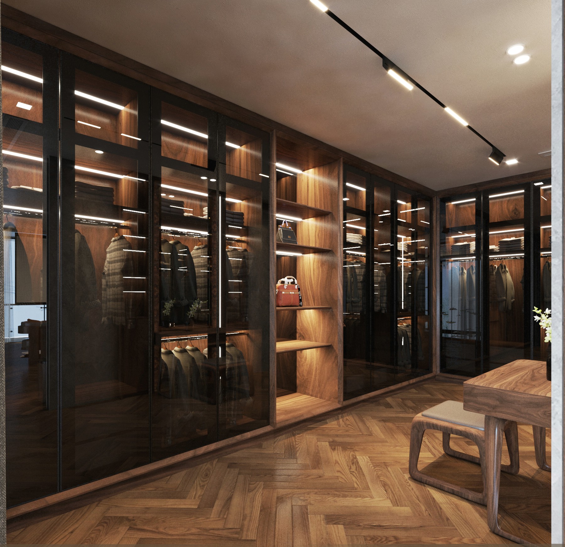 Báo giá tủ quần áo gỗ óc chó chữ L cao cấp