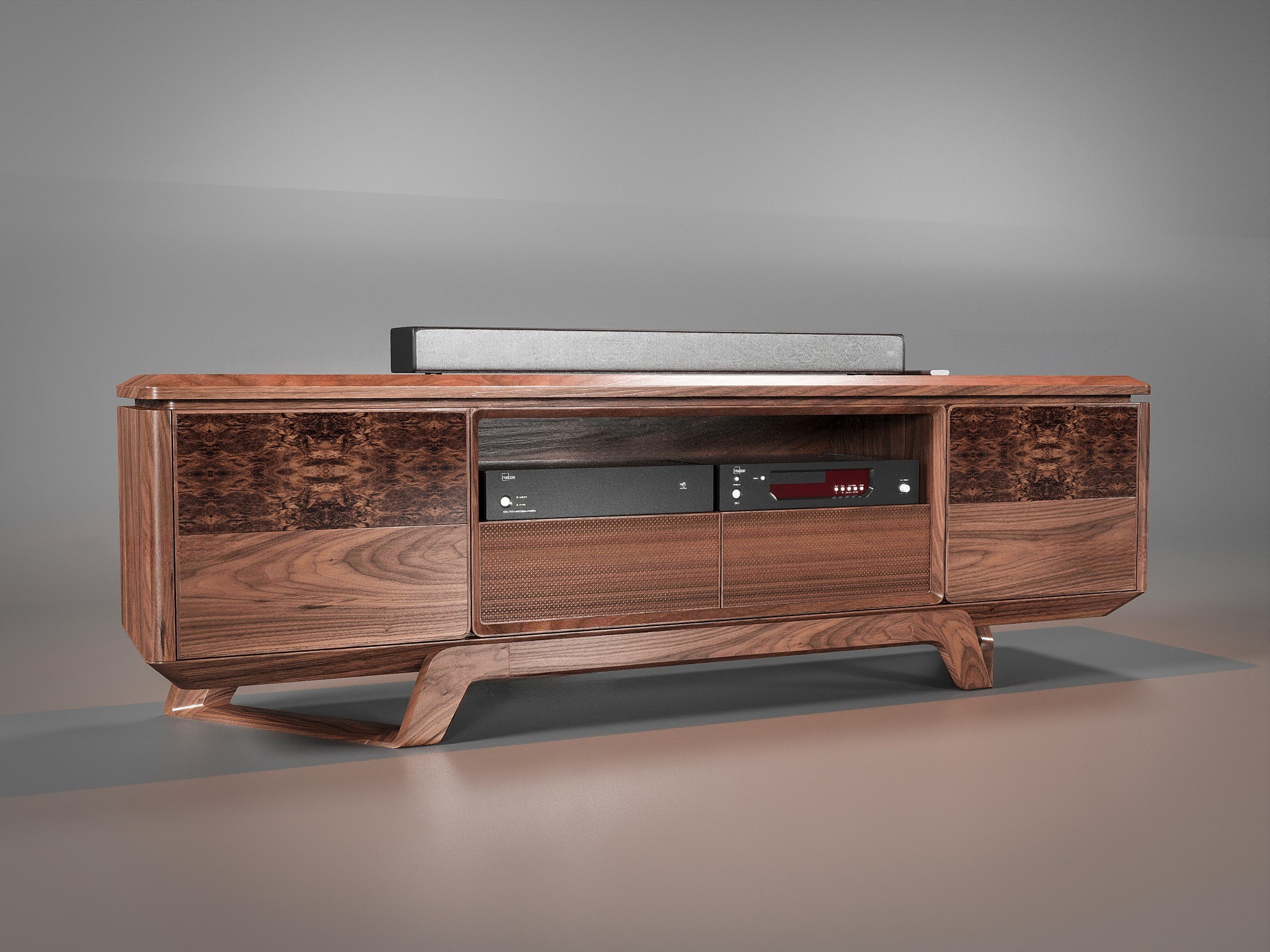 Mẫu kệ tivi hiện đại gỗ óc chó hoặc gỗ sồi dáng thấp sang trọng