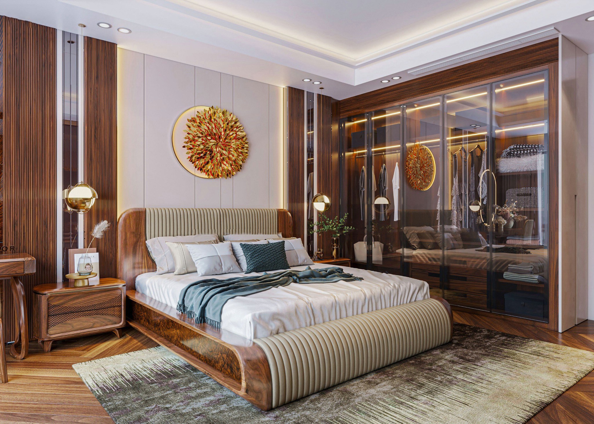 Phòng ngủ óc chó sang trọng ấm áp